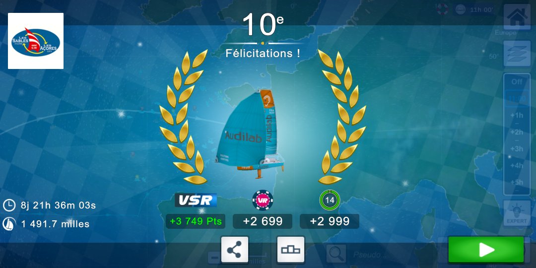 domostella's tweet photo. Malgré un départ aussi approximatif que mauvais, c'est la satisfaction qui prime à l'arrivée avec cette 10e place sur la 2e manche des @SablesAcores650 sur @VirtualRegatta ! #esailing #esport #vro https://t.co/icXCqM8C4m