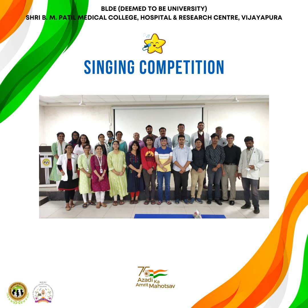 bldedu's tweet photo. "Singing Competition" 🎶 held on the occasion of #AzadikaAmritMahotsav 🇮🇳 at
BLDE(Deemed to be University)
#bldedu #AzadikaAmritMahotsav #HarGharTiranga #75thIndependenceDay https://t.co/nhJ7W7QcSy