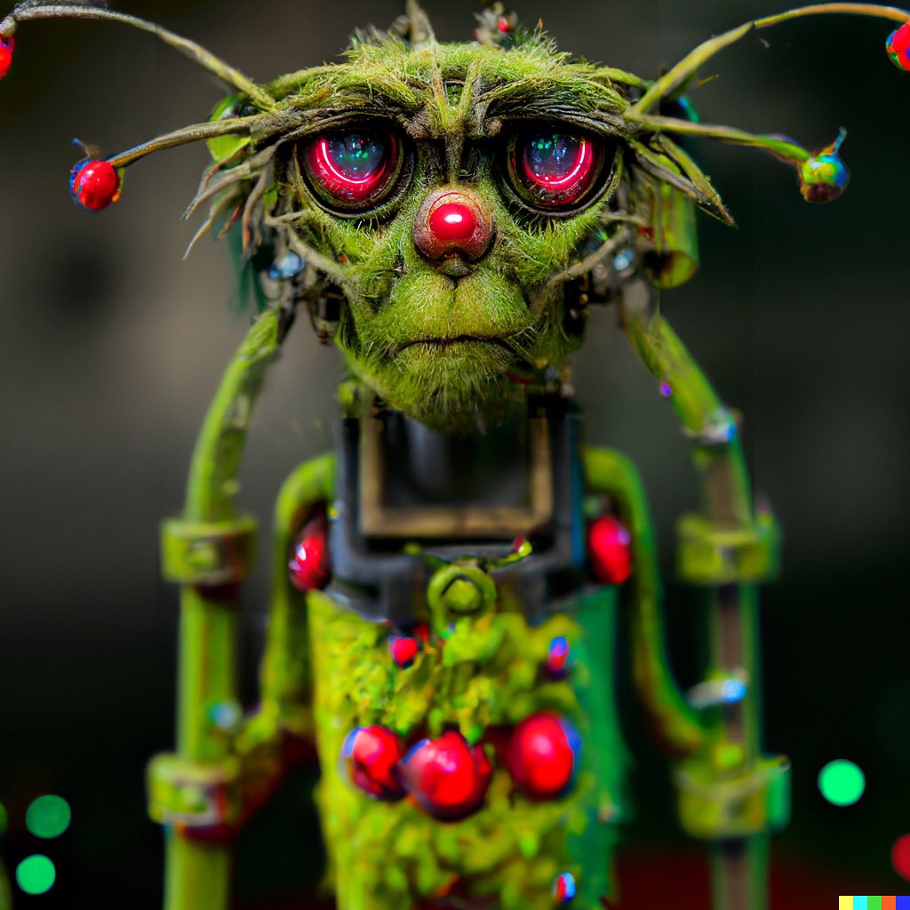 robots_rule's tweet photo. Robot Grinch

#grinch #thegrinch #robots #dalle2 #dalle #midjourney #midjourneyart #grinchchristmas #aigeneratedart #generativeart #aiart https://t.co/bzmDHbM7er
