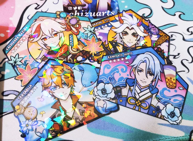 8. Genshin Ema StickersFANMERCH by  Waterproof ema stickers whose designs i really like! Look at them theyre so PRETTY genshin prints and badges are also on this store !  
