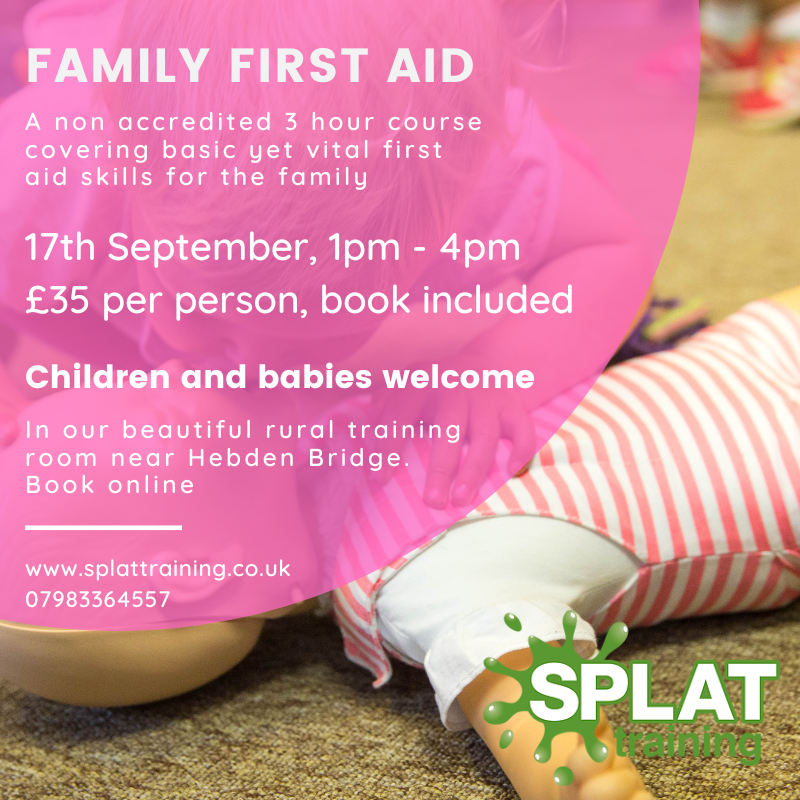 splattraining's tweet photo. Family First Aid course coming up in September.
This is the perfect course for anyone who spends time with young children. It's important to know what to do in an emergency!
Book here: https://t.co/XEXHrc0IHs
#firstaidtraining #familyfirstaid #family #firstaidskills https://t.co/Jy8Pu8zYJq