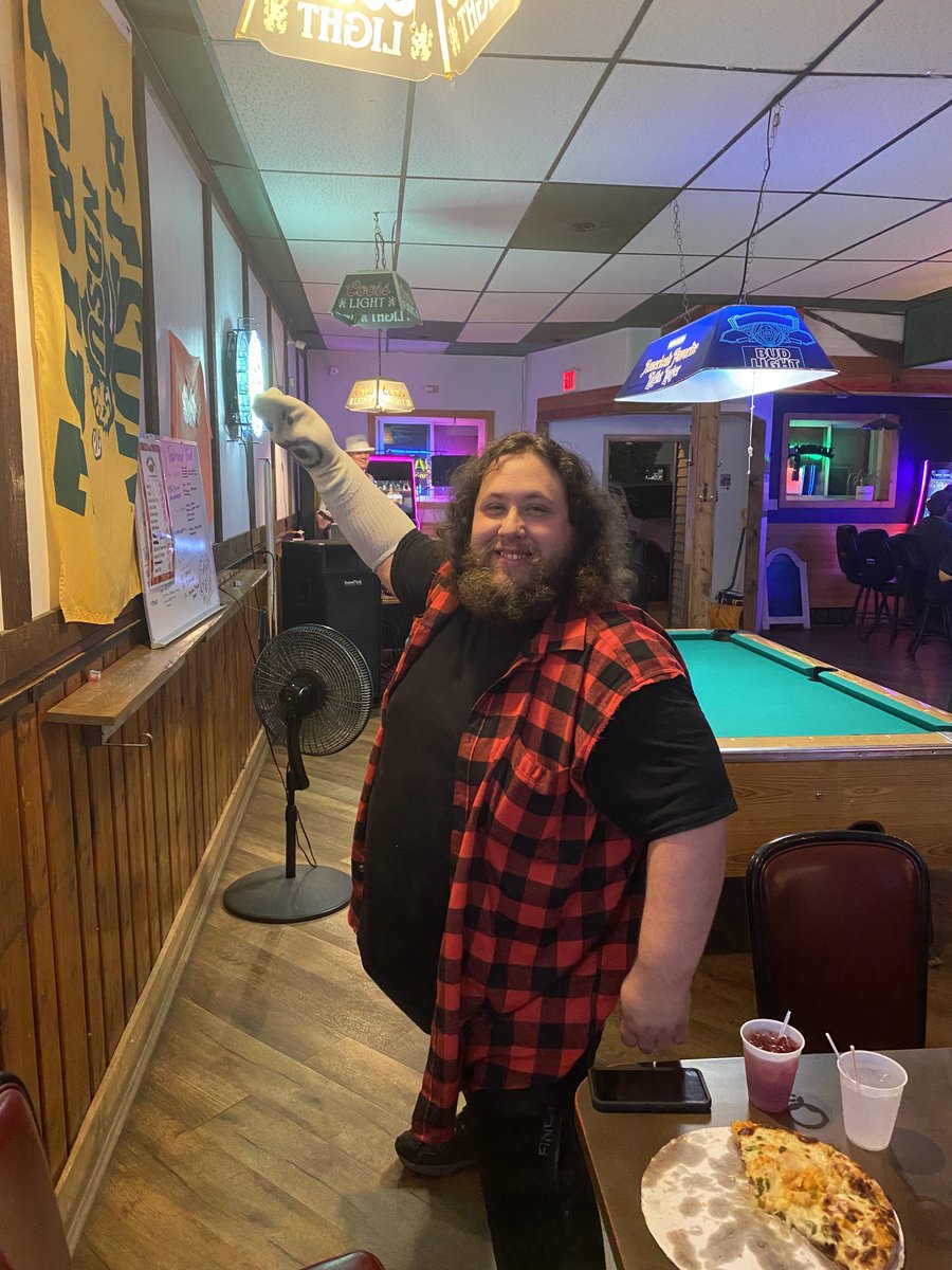 I_R_SpaceFrog's tweet photo. ⁦@RealMickFoley⁩ was 90s night tonight at karaoke and this dude pulled out Mr Socko!! https://t.co/wN8yxmESGn