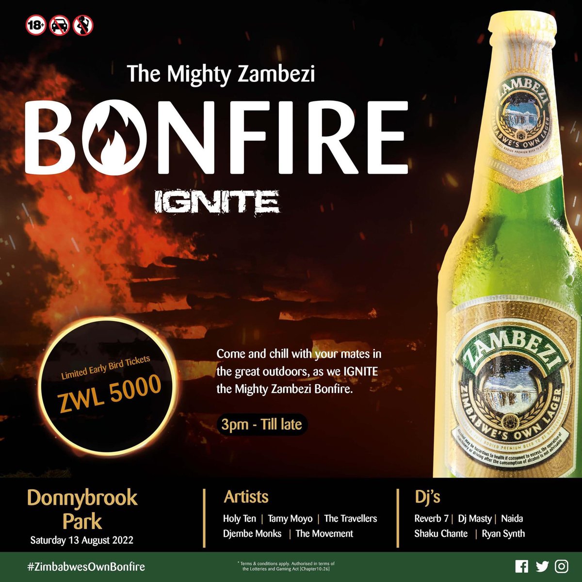 RyanSynth's tweet photo. Today Letβs Party In The North
@ZambeziLager @Zambezi_Lager
#HarareWAY
.
.
.
#zambezi
#zambezibonfire
#deltabeverages
#bonfire
#justsmile https://t.co/TbH2Dk8WX0