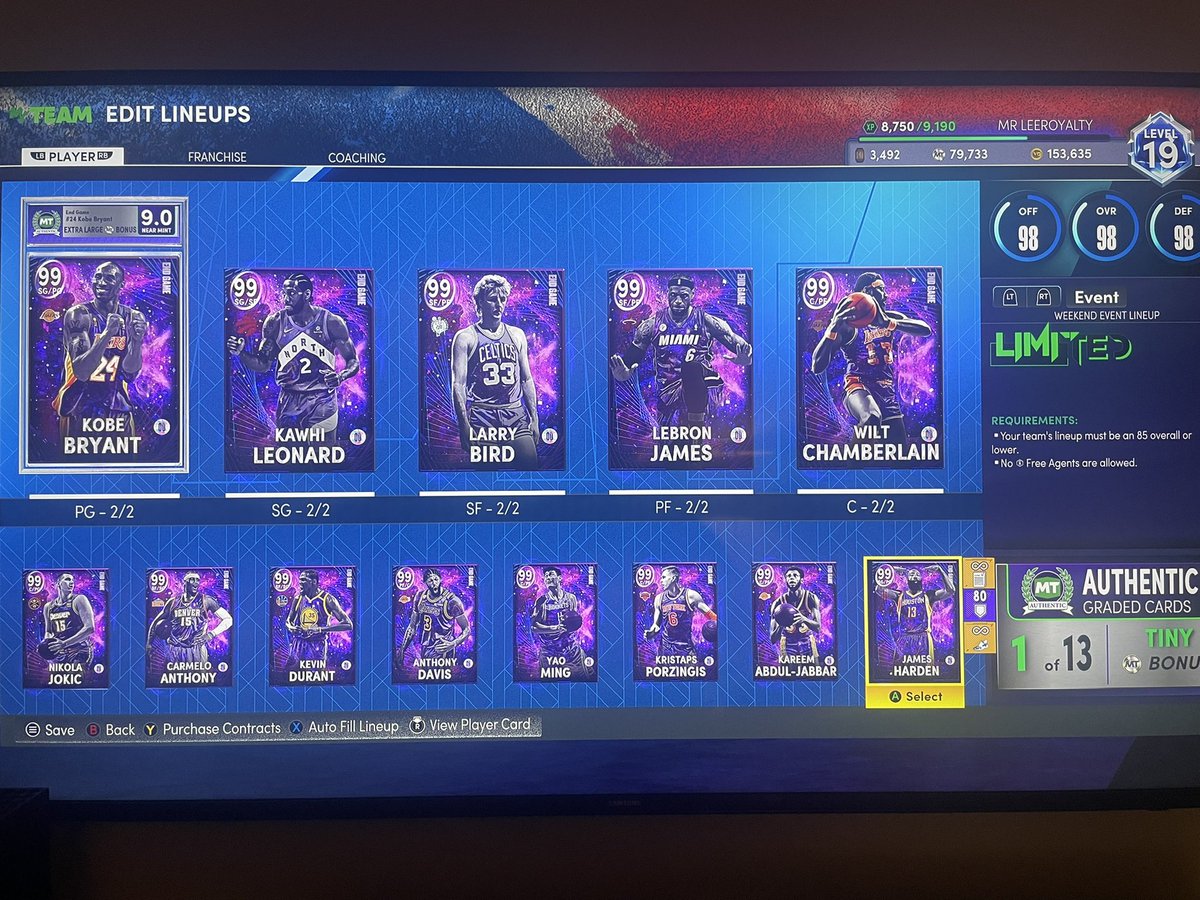 MrLeeroyalty's tweet photo. @NBA2K_MyTEAM Overall rating still 98? https://t.co/My9T3h5pYF