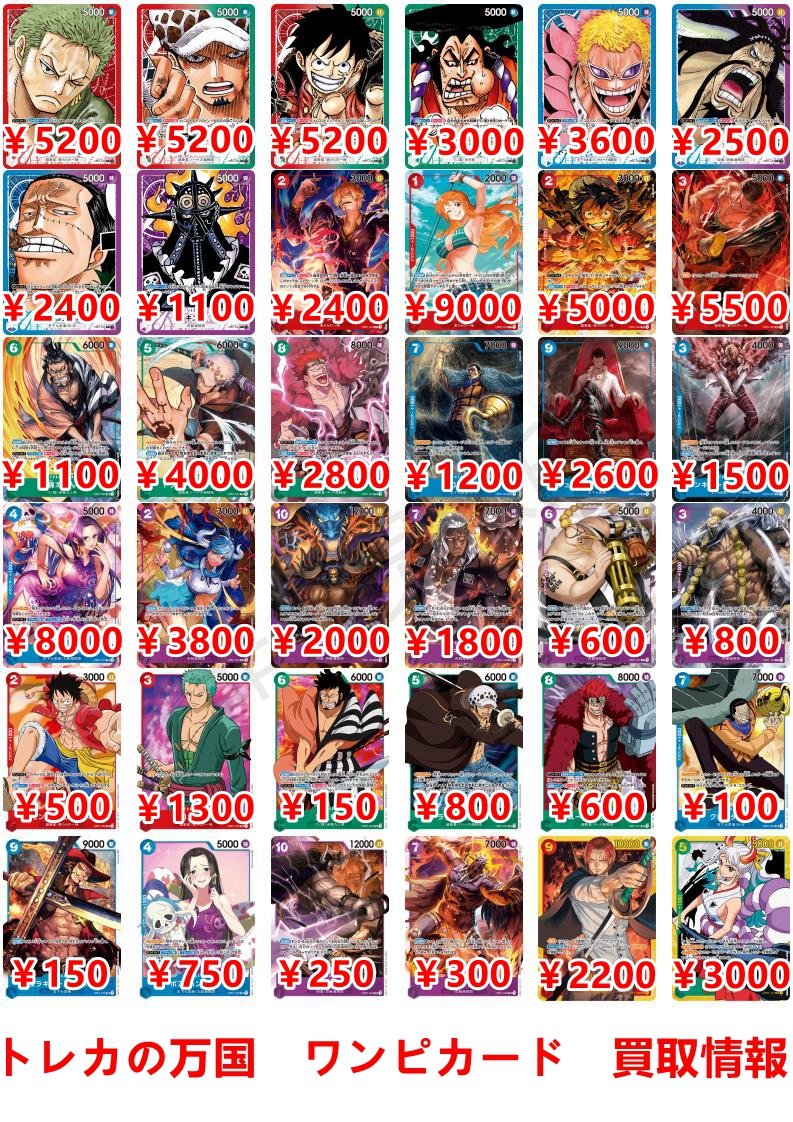 ワンピース カード 高額ランキング