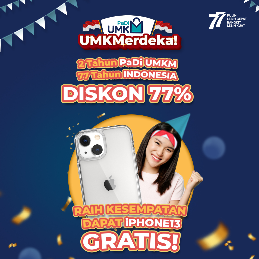 PadiUmkm's tweet photo. Raih diskon produk incaran Anda di promo UMKMerdeka PaDi UMKM dan dapatkan iPhone 13 untuk pembeli retail yang beruntung.
MAU? Klik di sini https://t.co/bsUn72U4Vz
#merdeka #belanjamurah #tipsbelanja #promokemerdekaan #hemat #harikemerdekaan #marketplacebumn #umkmtangguh https://t.co/aNcHuO80vl