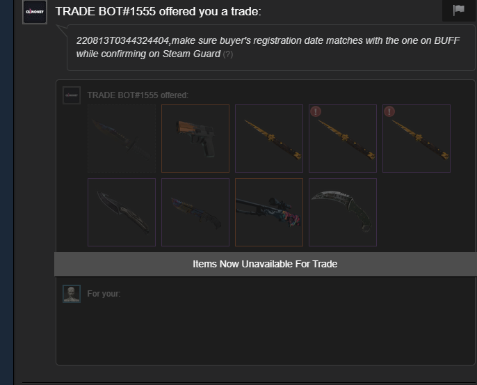 Got over 20+ offers tonight from <a href="/csmoneytrade/">CS.MONEY</a> 
I hope you all get fixed.