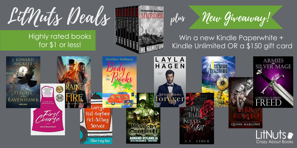 Lit_Nuts's tweet photo. August LitNuts Deals are here! 12 great #indiebooks for $1 or less PLUS a $150 #Giveaway  The more #authors &amp; #publishers you follow, the more chances you have to win: https://t.co/sOXbYVfpHd https://t.co/CyaCMZ7YvB