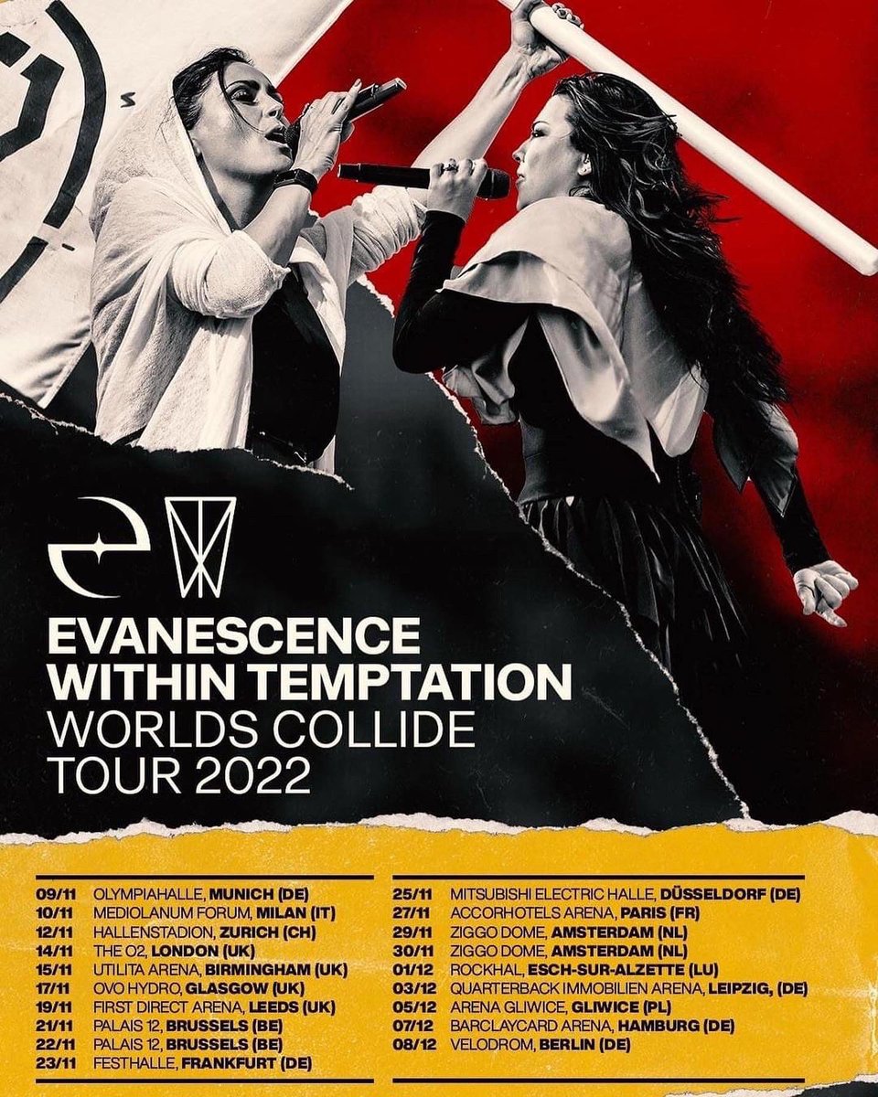 EvaWebsite's tweet photo. After 3 years, @veridia are beyond excited to be returning to the road this fall!! Catch @veridia in Germany, Italy, Switzerland, the UK, and Belgium alongside @evanescence & @WTofficial on the Worlds Collide Tour!!! ๐ฅ๐ฅ๐ฅ๐ฅ๐ฅ๐ฅ๐ฅ
#evanescence #whitintemptation #veridia #tour https://t.co/q6bGUta39Z