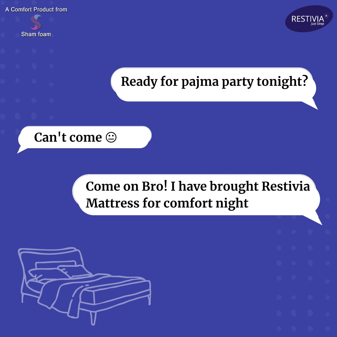 RestiviaM's tweet photo. Enjoy your Pajma Party Night with Restivia Mattress
Tag your friends with whom you will plan Pajma party
Order Now
https://t.co/Jxno5eKxlF
#mattress #bed #sleep #bedroom #mattresses #beds #homedecor #comfort #bedding #restivia #Restiviamattress #mattressinabox #bedroomdecor https://t.co/bwp1nog0MC