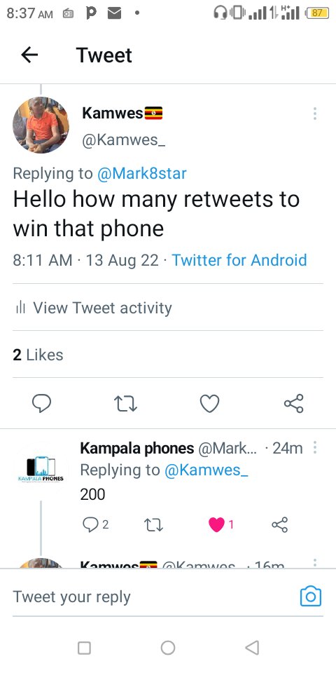 Hello Twitter I need only 200 retweets to win this Samsung Note 10 from <a href="/Mark8star/">Kampala phones</a> the best phone plug
I kindly request you my followers to retweet my tweet
Thank you