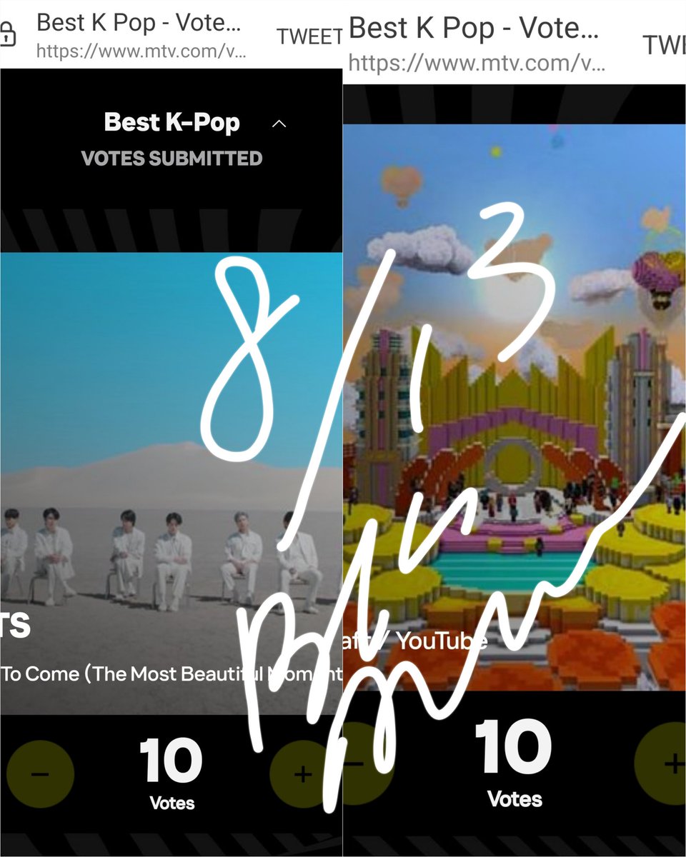 yookiDays's tweet photo. 📢 #VMA Video Music Awards 2022🏆 
1PM 리셋 , 매일투표 8/13 토

투표 부문
🏆Best Kpop 
🏆Best Metaverse Performance 
🗳️: https://t.co/2NpWriUls0

I love #BTS  new song #YetToCome Don’t forget to stream #BTS_Proof  ! @BTS_twt https://t.co/AvicFi2nJ8