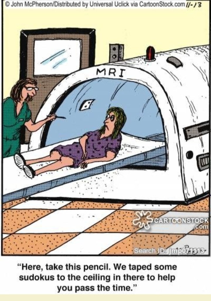 SweetTreat80's tweet photo. #cancerhumour You either laugh or cry. My cancer centre has stickers on the roof to focus on. But let's talk about MRI size, could they make them any smaller. One this size would be a luxury model. https://t.co/bpke8riTIH