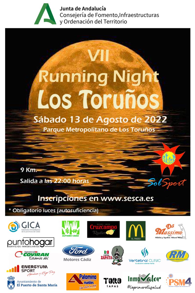 ParqueTorunos's tweet photo. Este sábado 13 el Parque Toruños y Pinar de Algaida acoge la VII edición de la #RunningNight, con un recorrido de 9 kilómetros por el entorno natural de la Bahía de Cádiz
https://t.co/qfEUDPuwS0
@aytopuertoreal @TurismoElPuerto @CadizTurismo  @FomentoAND https://t.co/aqGnFfBwbf