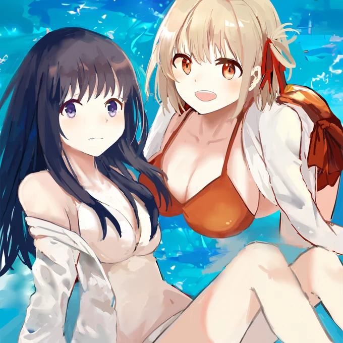 ちさたき #女の子 #水着 #リコリス・リコイル #井ノ上たきな #錦木千束 #ちさたき #落書き  