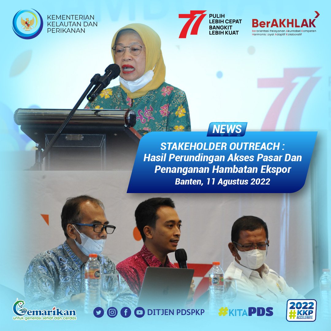 Ditjen_PDSPKP's tweet photo. #SahabatBahari 
Kabar baik utk eksportir produk perikanan Indonesia. Pemerintah  telah menyelesaikan &amp; meratifikasi perjanjian perdagangan dgn bbrp negara. Diharapkan peluang akses pasar produk perikanan semakin terbuka mengingat hambatan tarif semakin menurun bahkan dihapuskan. https://t.co/w4hryWNmoa