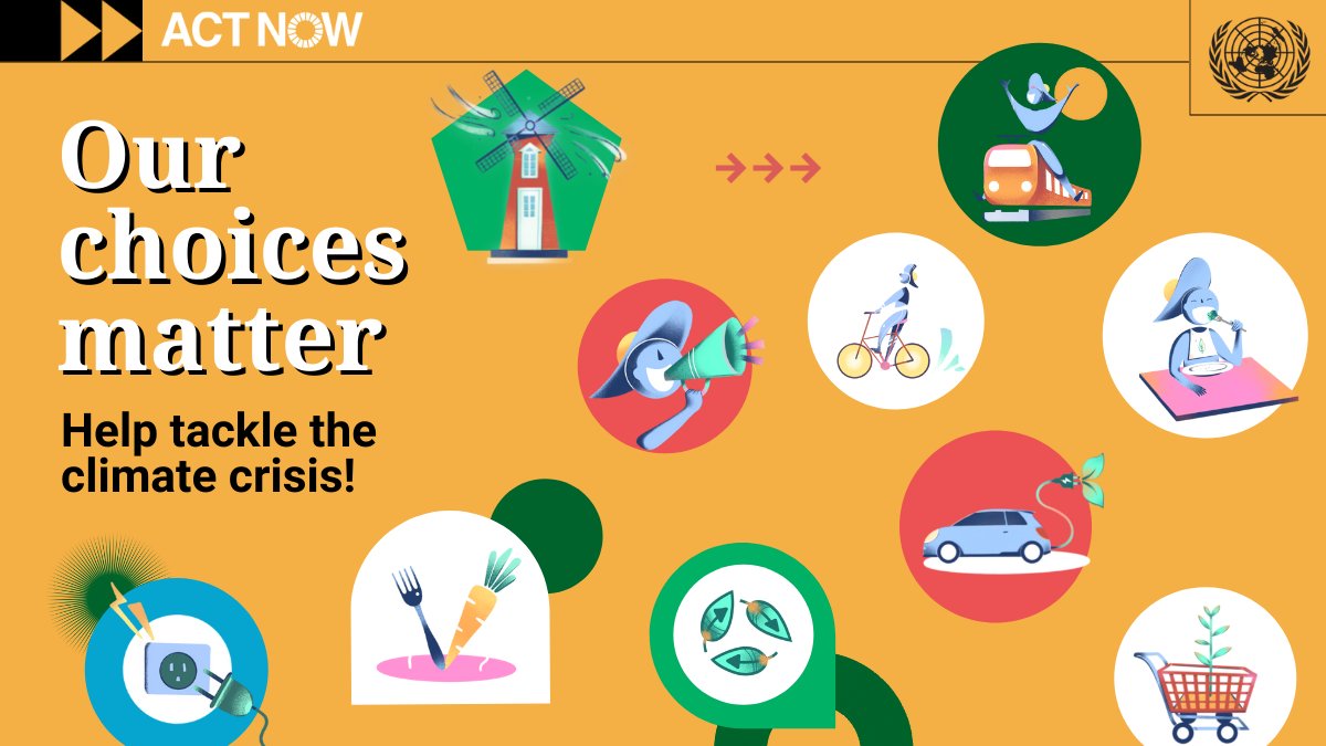 It’s time to speak up 🗣 for the climate, take action, and contribute to the UN Decade of Action to deliver the #GlobalGoals. 

Small changes in our habits can make a big difference if we all #ActNow for a better future for all - un.org/actnow