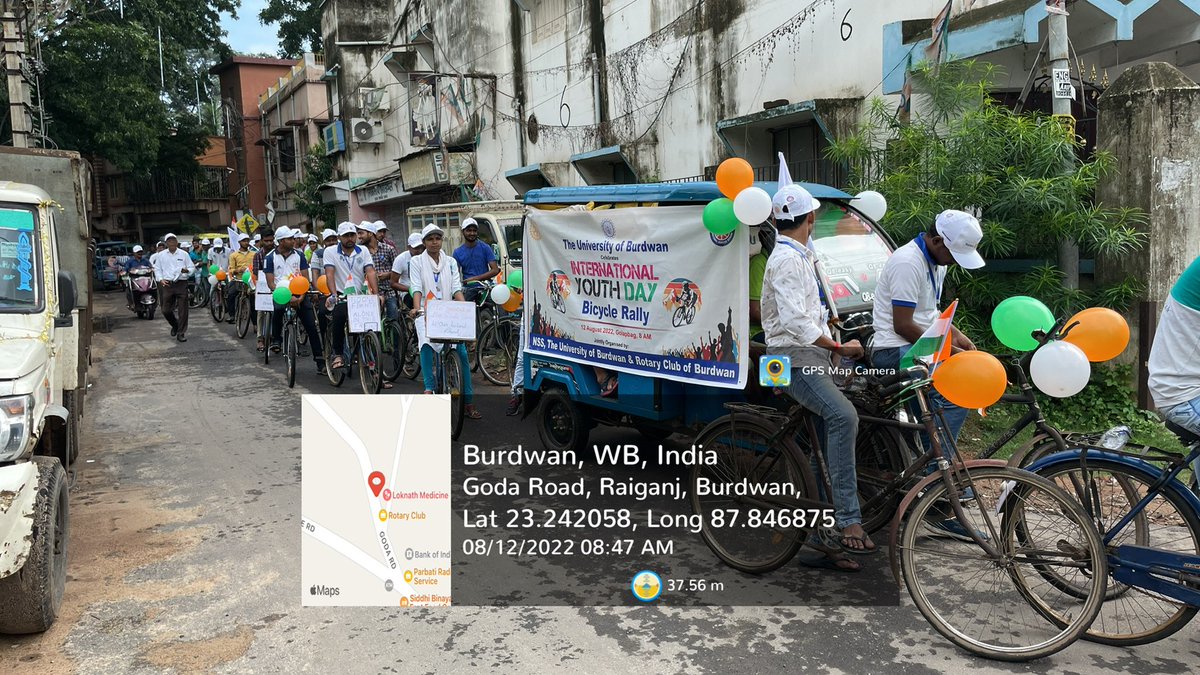 _nssbu's tweet photo. PG NSS, University of Burdwan organized a Bicycle rally in collaboration with The Rotary Club, Burdwan and the Red Ribbon Club to celebrate the International Youth Day and Azadi ka Amrit Mahotsav on 12.08.2022. 

#HarGharTiranga #AzadiKaAmritMahotsav 

@rdnss_kolkata @_NSSIndia https://t.co/o98NeYTS8G