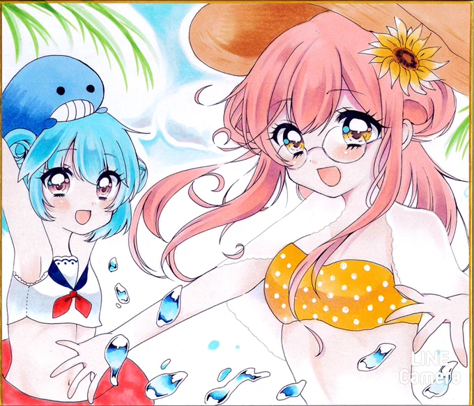 リクエストいただいた海ではしゃぐ巻雲&amp;サミュエル 