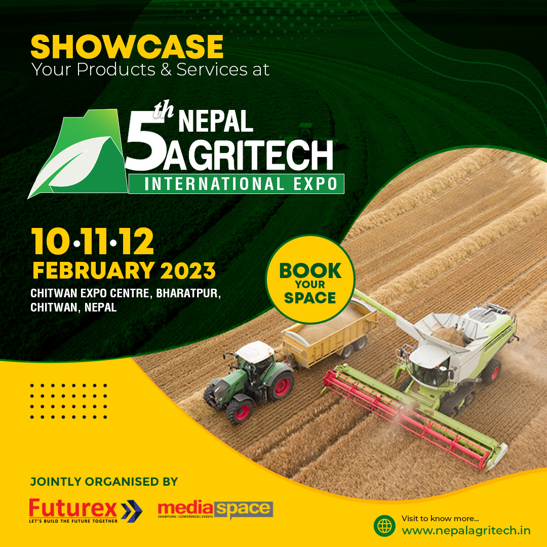 FuturexG's tweet photo. Showcase your Product &amp; Services at 5th Nepal Agritech International Expo 2023.

Date - 10th - 12th February 2023
Venue - Chitwan Expo Center, Bharatpur, Nepal

#agritech #nepalagri #nepal #show #event #expo #agri #agriculture #agrimachine #dairy #poultry #livestock #farming https://t.co/jmhWeBvciP