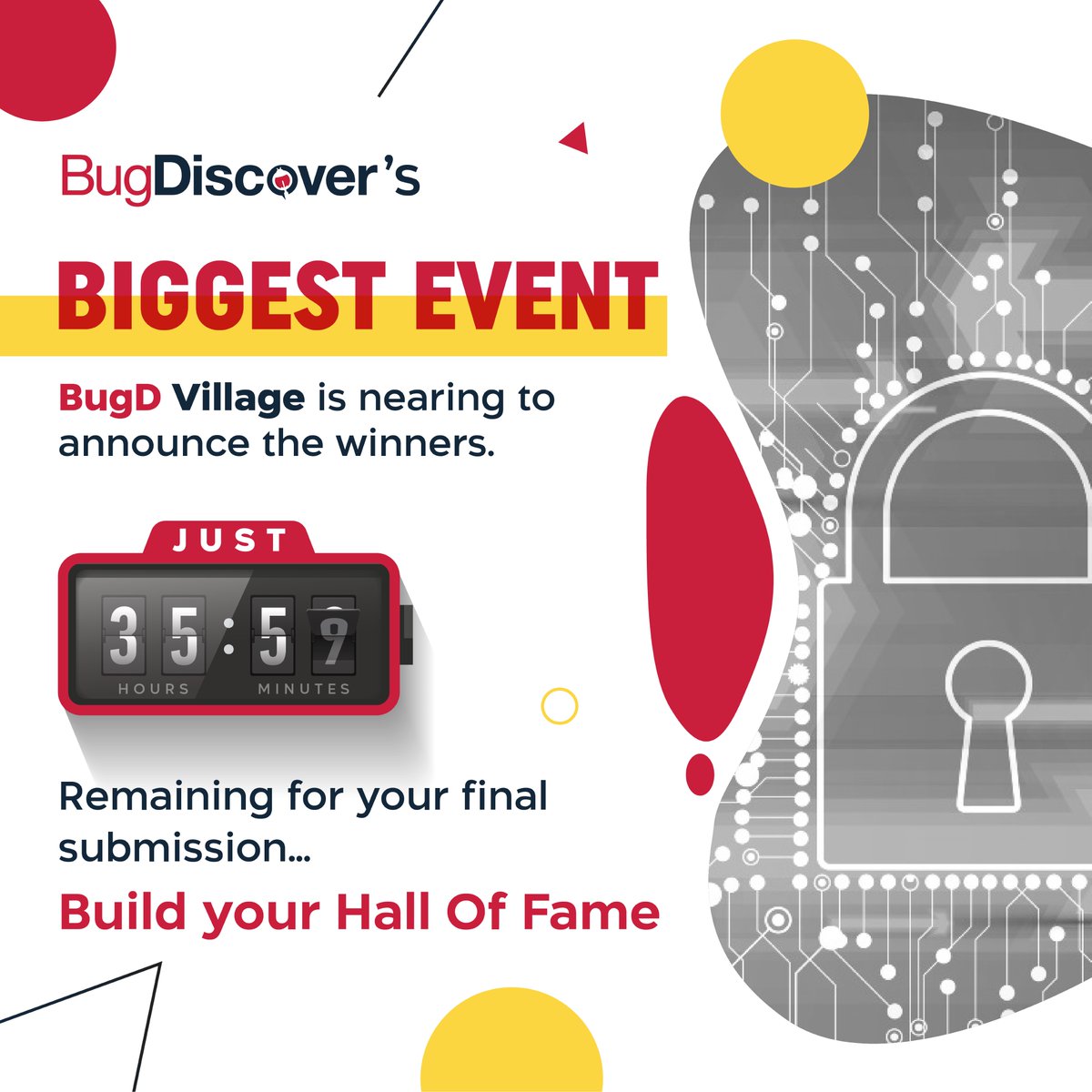bugdiscover_'s tweet photo. Shout out to all BugD Village Researcher Participants, the Event will be Closed by August 14th 11:59 Pm. Rush with your submissions and accelerate your Hall Of Fame... #Bugbounty #BugDiscover #BugDvillage #ResponsibleDisclosure #Infosec #BugDResearchers #SecurityResearchers https://t.co/QyrFytNglL