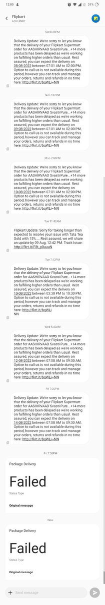 prashant_punyni's tweet photo. @Flipkart @flipkartsupport @jagograhakjago order getting delayed daily, flipkart has zero interest in resolving the issue.

Same scripted responses to countless issues raised, incompetent customer service team. https://t.co/fYZ9xgXZef