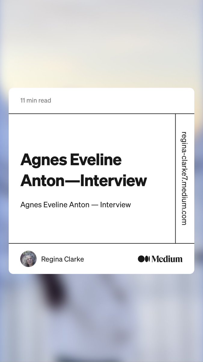 AgnesLouis's tweet photo. Had a lovely interview with Regina Clarke 😊 Getting to know myself a bit more as a writer 🥰 “Agnes Eveline Anton — Interview” by Regina Clarke
https://t.co/KIXmk8xvPL https://t.co/0DQK6cYgdu