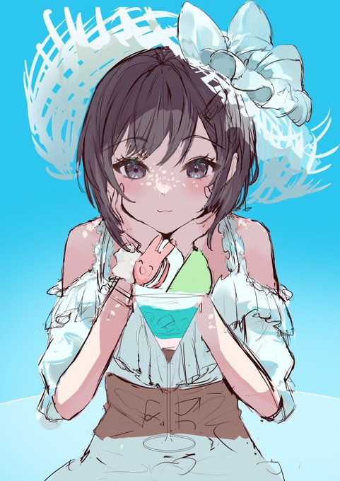 「bare shoulders drinking glass」 illustration images(Latest)｜3pages