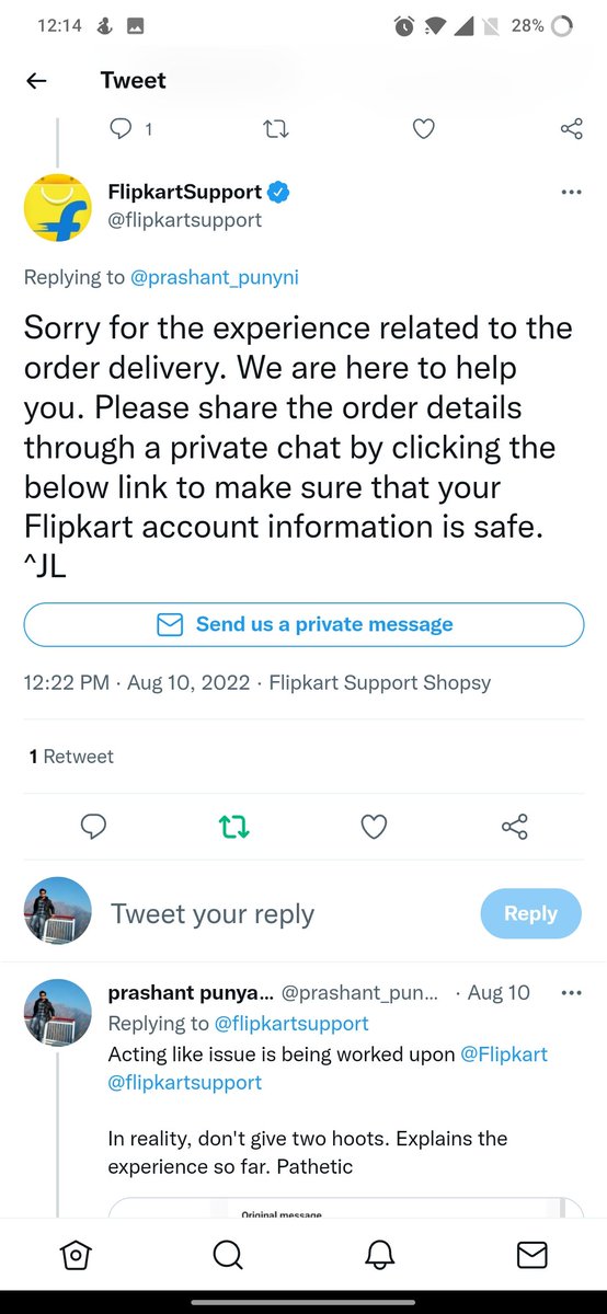 prashant_punyni's tweet photo. @jagograhakjago @consumerforum_ facing an issue with @Flipkart here. @flipkartsupport unable to resolve queries, just fresh timelines given everytime. Please intervene https://t.co/XRURNGZcKj