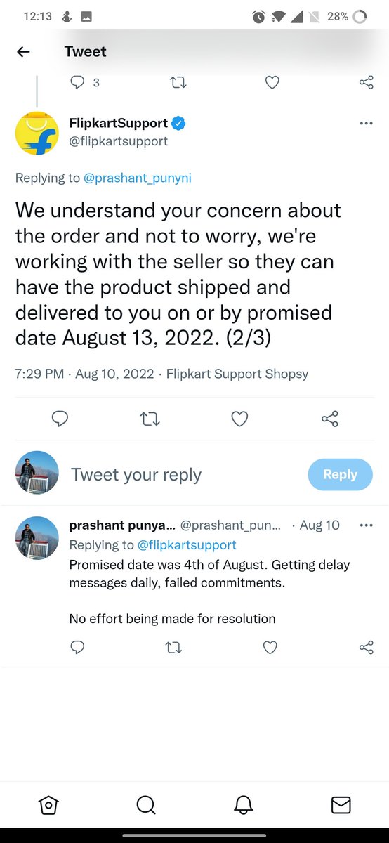 prashant_punyni's tweet photo. @jagograhakjago @consumerforum_ facing an issue with @Flipkart here. @flipkartsupport unable to resolve queries, just fresh timelines given everytime. Please intervene https://t.co/XRURNGZcKj