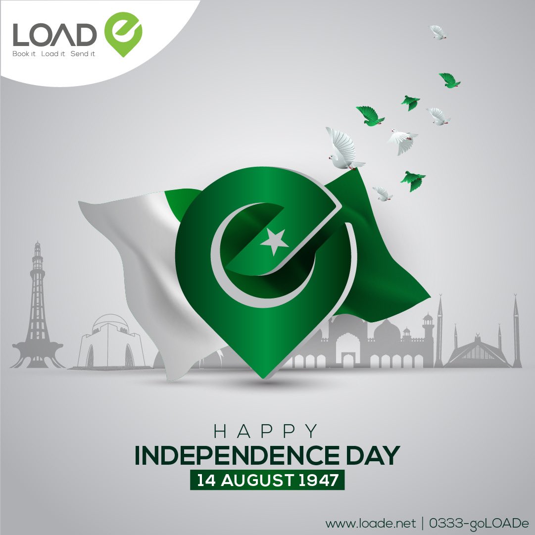 loadeofficial's tweet photo. Team LOADe wishes you a very Happy Independence Day.
#LOADe #HappyIndependenceDay #Freedom #PakistanZindabad https://t.co/rdgwPFrbpj