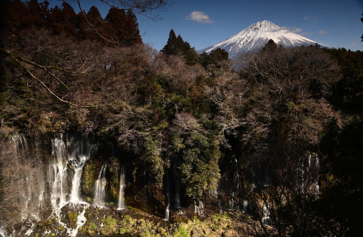 Mi_yu300's tweet photo. #tbsmatsukosekai
#マツコの知らない世界 
#富士山 

白糸の滝と富士山
白糸の滝には虹がかかりすごく美しくて感動しました。 https://t.co/cdH36YpocL