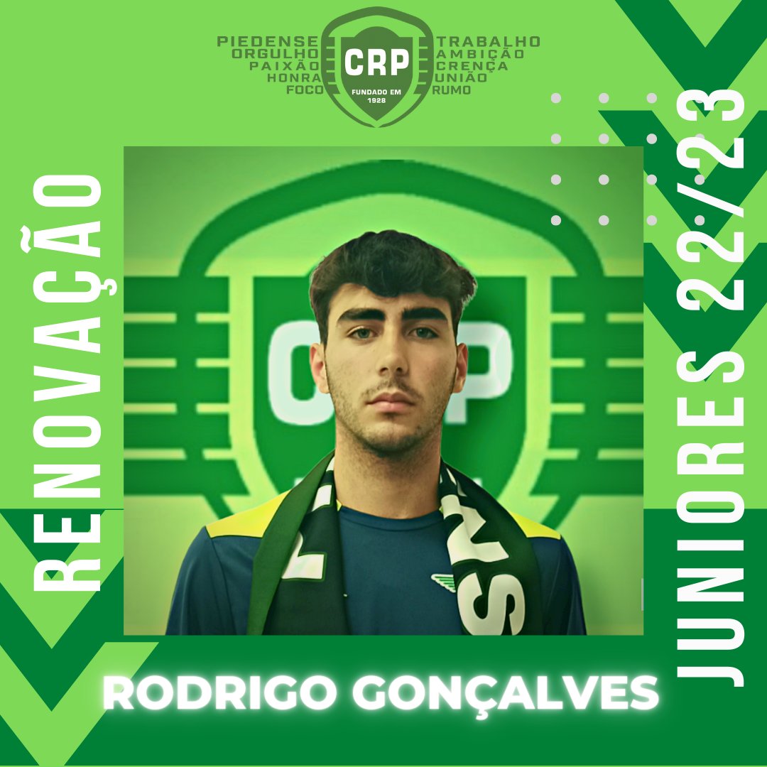 📢 O CPRiedense anuncia a renovação do atleta Rodrigo Gonçalves, que irá continuar a representar as nossas cores na próxima época. 👏
Agradecemos a sua confiança e desejamos o maior êxito pessoal e desportivo💚
#CRP #CRPFutsal #FutsalCRP #Covadapiedade #Almada #AlmadaPortugal