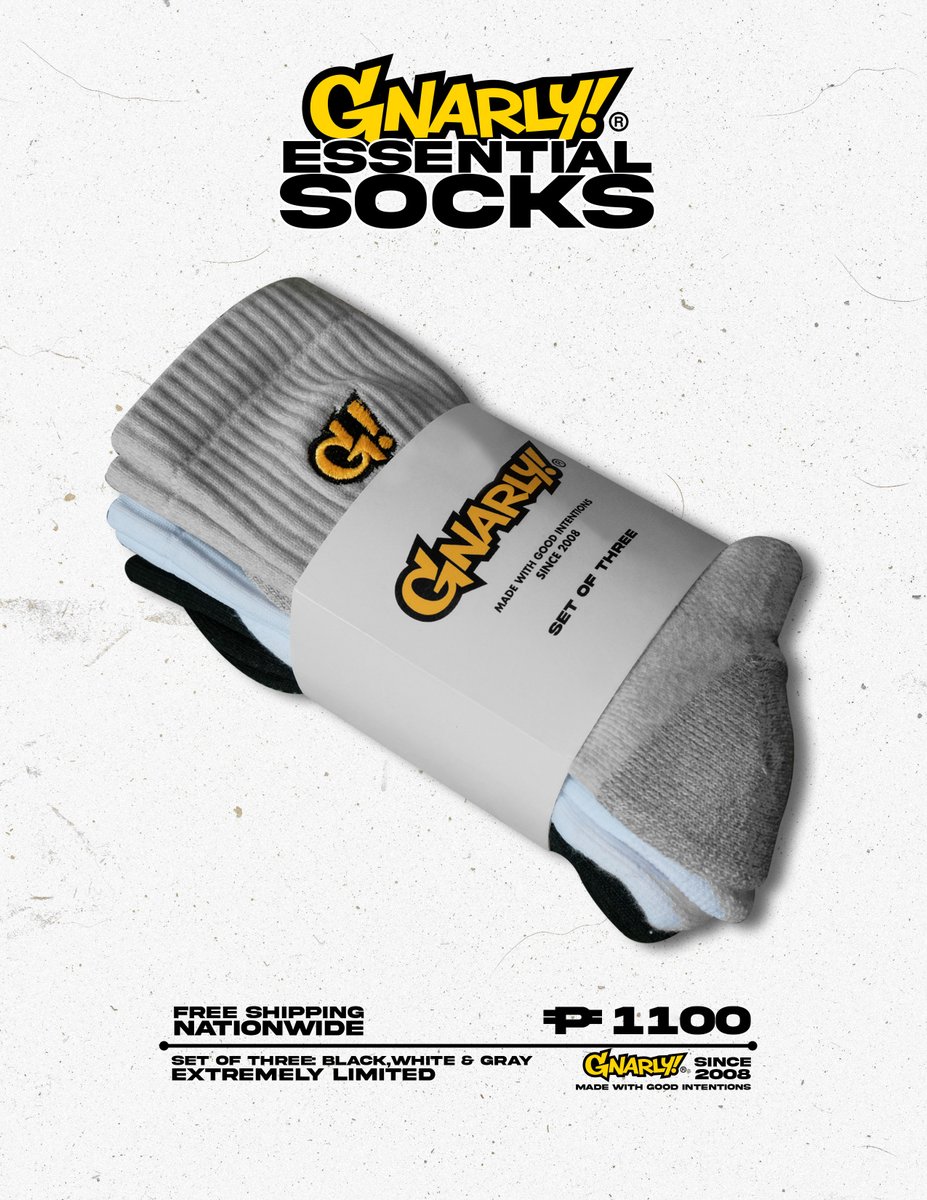 You get three socks in one bundle! It's freshly knitted and we directly patched the iconic G! patch with every pair!

gnarly.clothing/collections/al…