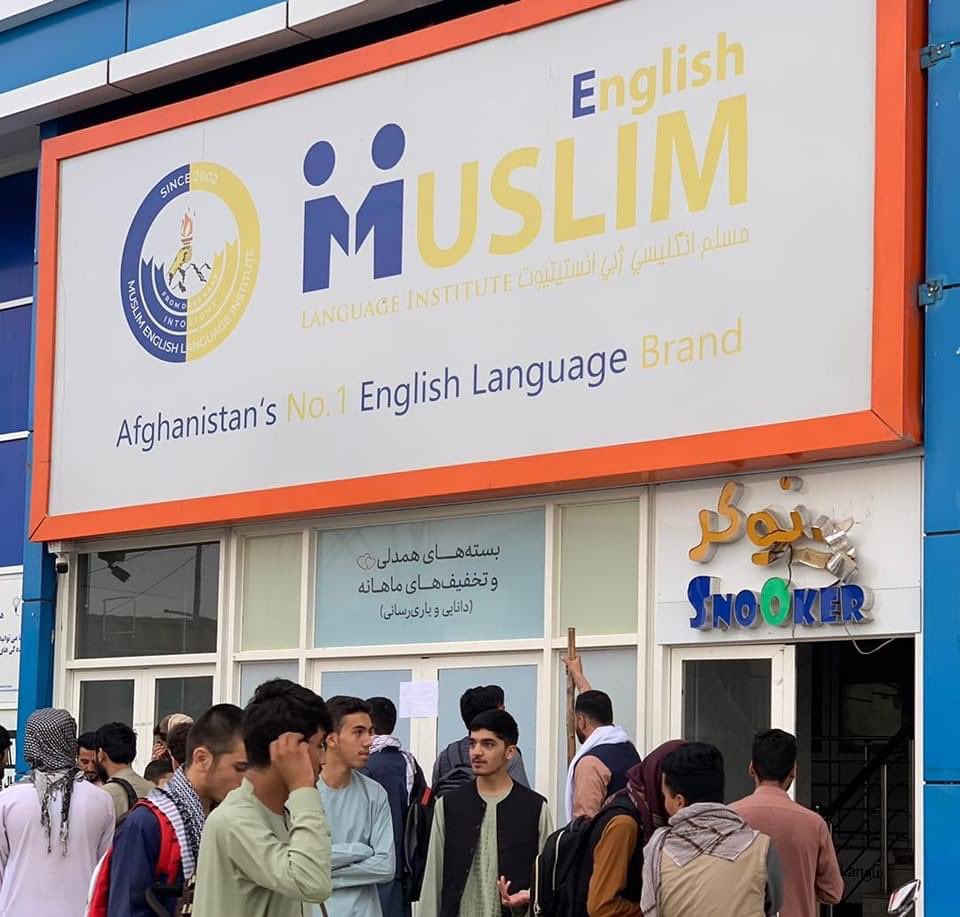 The Muslim English course were closed by #Taliban in Kabul. 
Taliban said, Girls do not Allowed to study English. #Afghanistan