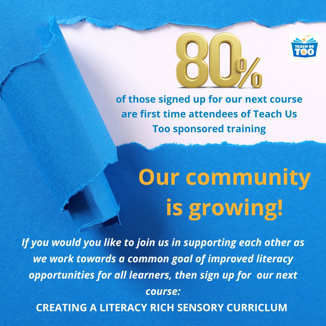TeachUsToo's tweet photo. Come and join our growing community of professionals seeking to improve literacy opportunities for ALL learners. Sign up for our September course:
https://t.co/ZuG49wXQKn
#StrongerTogether #LiteracyForAll #SetNoLimits https://t.co/NvemTEwbzT