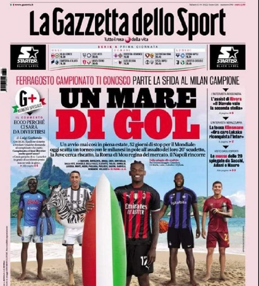 Che tristezza la faziosità della prima pagina di questo giornale che ha segnato per un secolo la vita stessa dello sport in Italia. E che ignoranza nello sbagliare perfino la bandiera italiana... C'era una volta il giornalismo