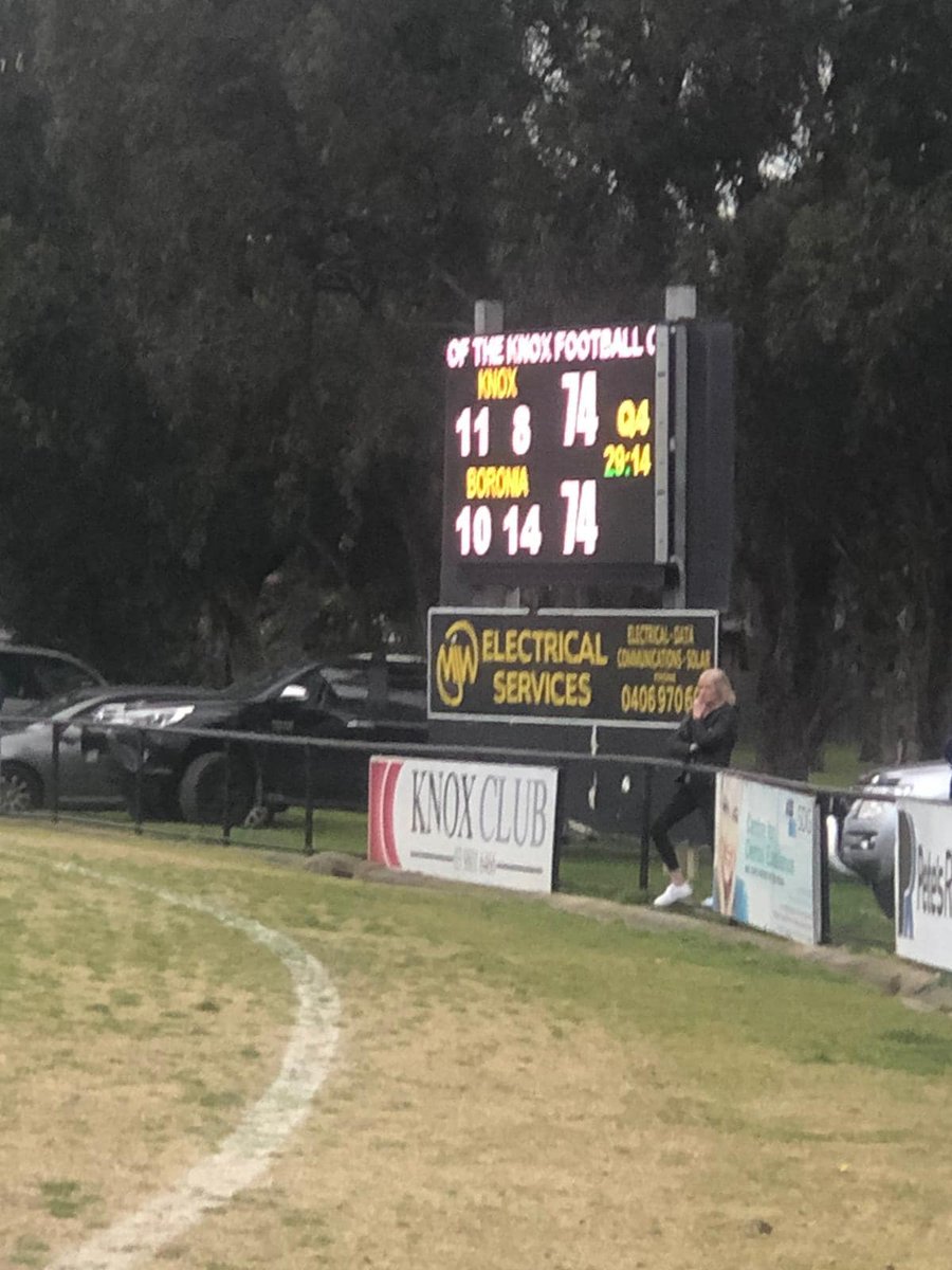 MEN’s SENIOR TEAM SCOREBOARD by Dyson Currie Pty Ltd   It's a DRAW!! Hawks finish 5th on %.  Finals next week!  Boronia 10.14 74 drew with Knox 11.8 74