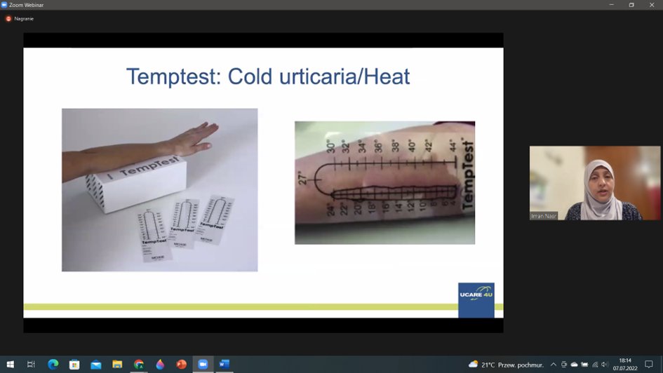 KasperskaZajac's tweet photo. @UCARE_4U Patient #Webinar 4 - #Inducibleurticaria, How to test and what to expect?" Jul, 2022
#coldurticaria
#urticaria
#TempTest
#heaturticaria
#urticariologists https://t.co/8lqRmVXkcv