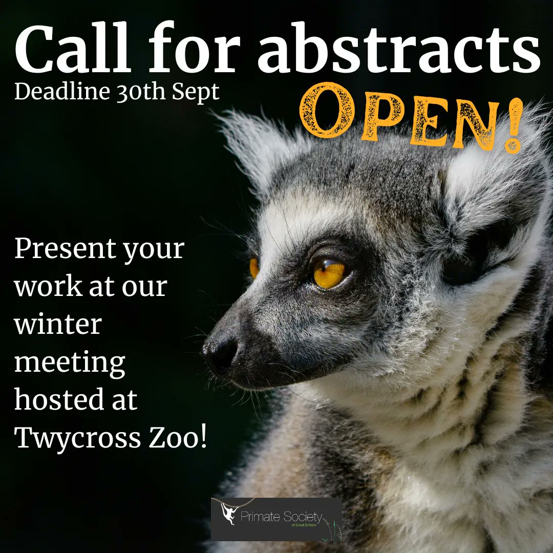 We are now OPEN for abstracts to present at our winter meeting - hosted at Twycross Zoo on the 7th and 8th of December! 🙌We are accepting presentations of work in 3 formats: oral presentation (15mins), speed presentation (5mins) or poster.  
Abstract form on our website👉