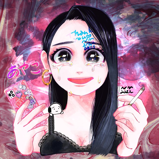 skebにてご依頼ありがとう御座いました肩に(恐らく)にくまん子自画像をご希望とのことで描かせて頂きました!(何???)(??????)にくまん子さんのコミッション「▼顔・パーツ 目は二重ぱっちり丸め、アイライン跳ね上げ眉毛は平行...」  #Skeb #Commission より 