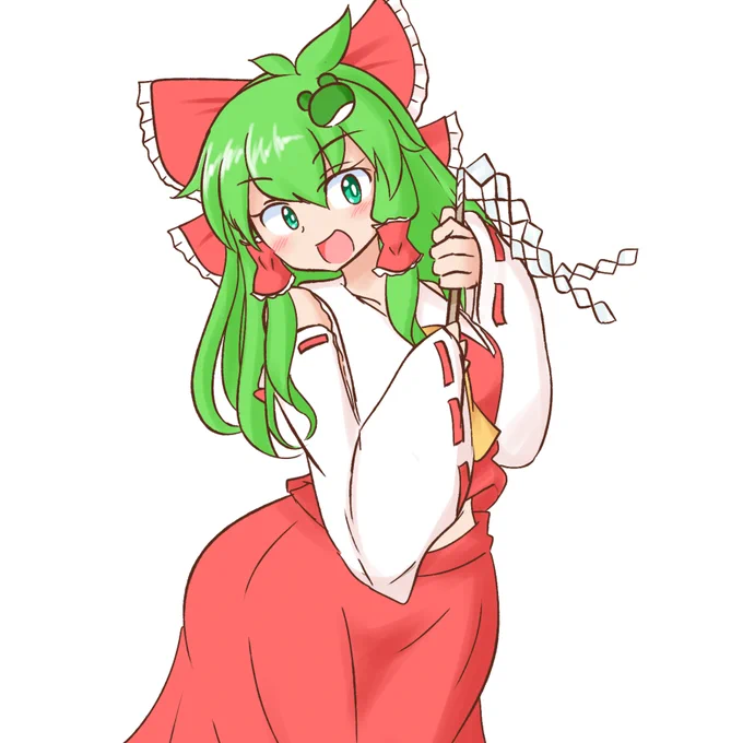 ゲーム内スキン用に描きました 博麗の早苗さん 