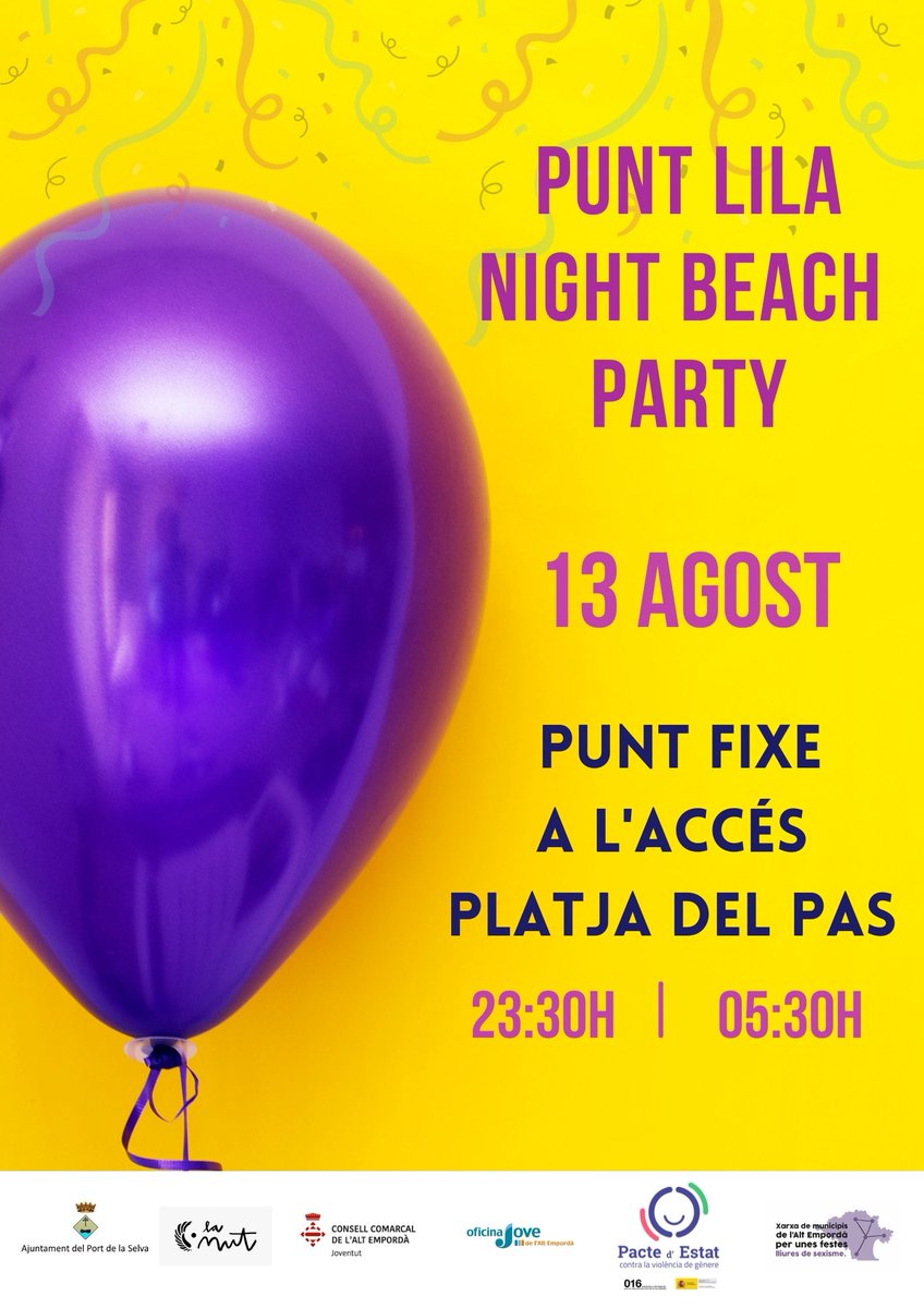 elportdelaselva's tweet photo. NIGHT BEACH PARTY
Avui a partir de les 00h a la Platja del Pas.
Amb DJ Ruben Rider i Mon DJ
Punt lila de 23.30h a 5.30h
#elportdelaselva #nightbeachparty #elpas https://t.co/8zSA7Cp4ml