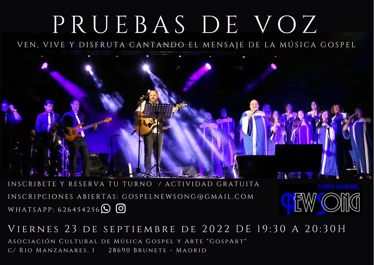 ccbrunete's tweet photo. Si te gusta cantar esta es tu oportunidad. #Gospel #cantar #coro @gospart2007 https://t.co/vCj0vo7DXd