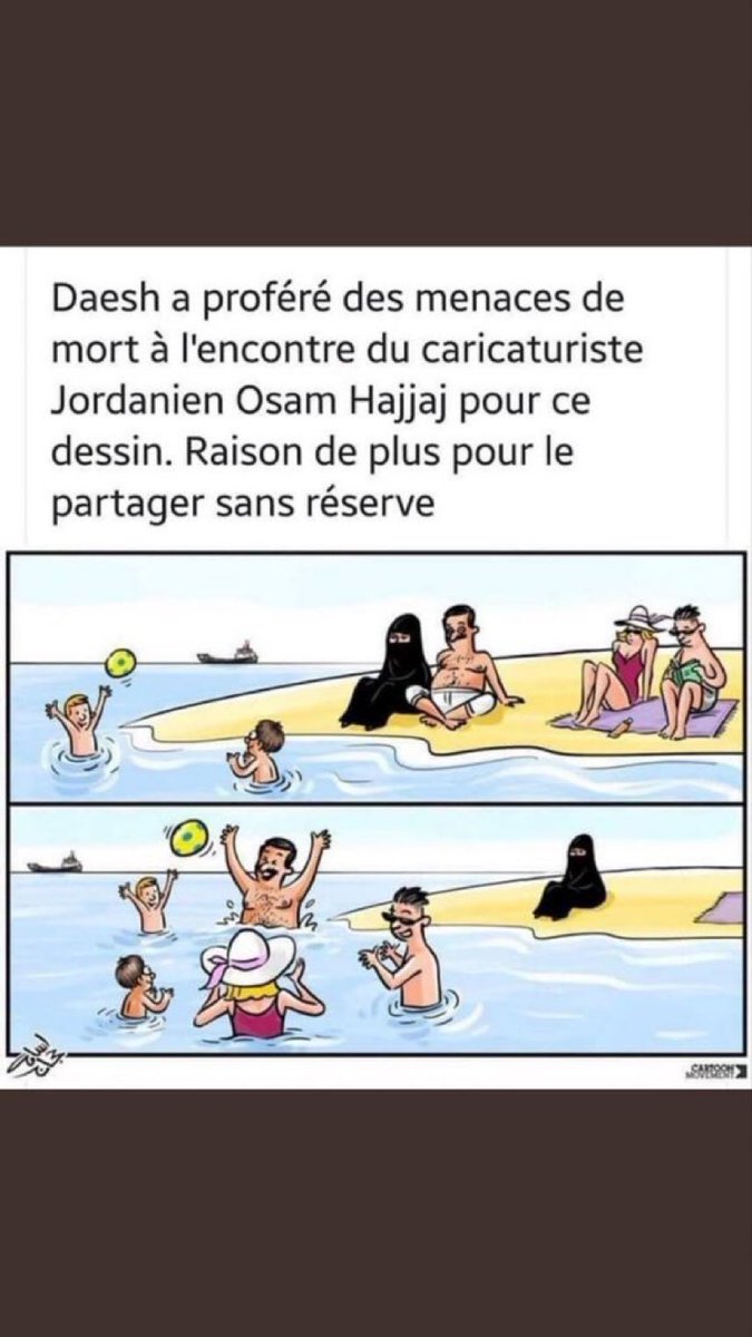valerieboyer13's tweet photo. Un #dessin estival bien innocent pour mériter des menaces de mort mais la haine et la bêtise de #DAESH n’ont pas de limite 
#islamisme 
#burkini
#burqua de bain https://t.co/758Wip2Yyk