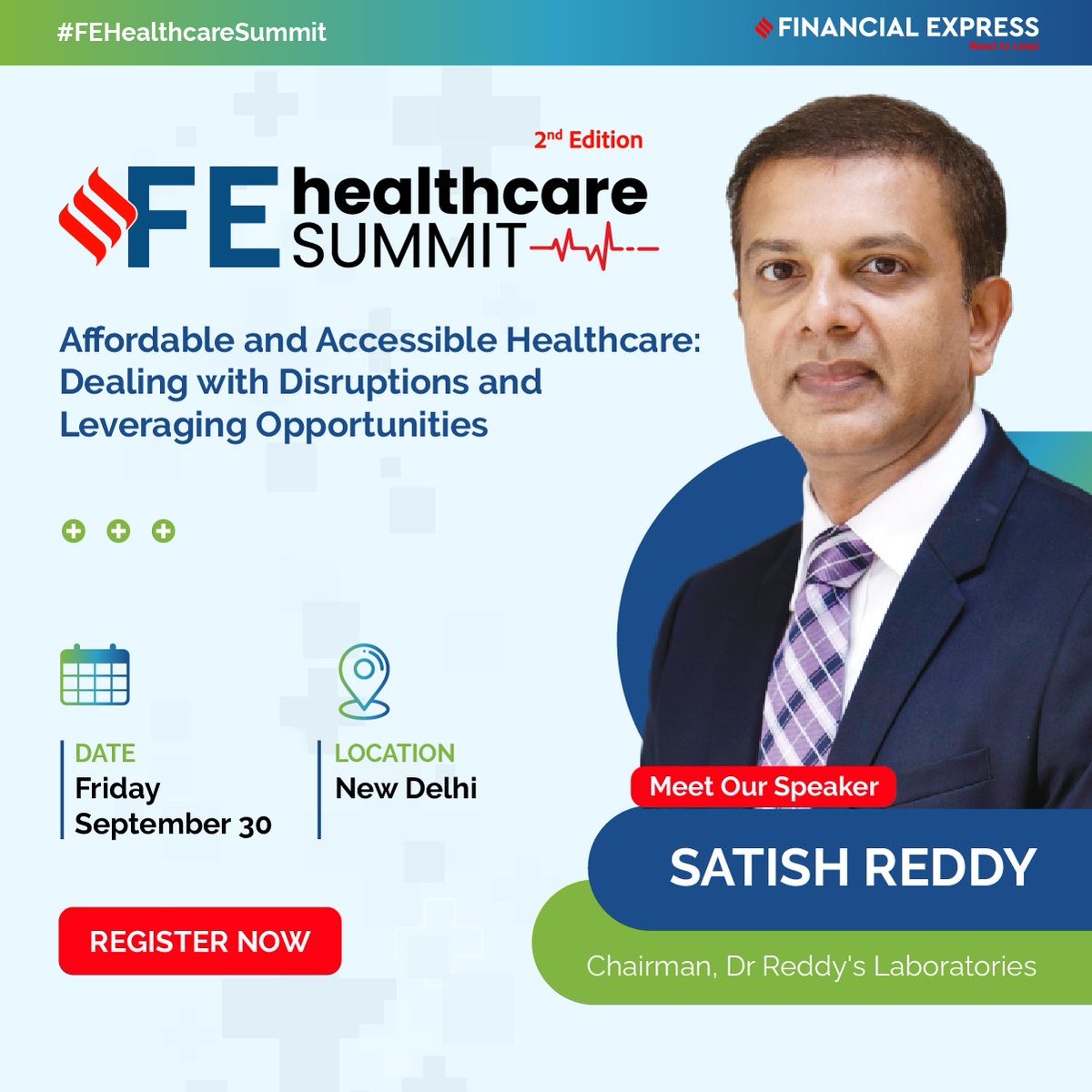 FinancialXpress's tweet photo. We are thrilled to announce that Satish Reddy, Chairman, Dr. Reddy's Laboratories will join us as our distinguished speaker for the upcoming #FEHealthcareSummit.
Register Now: https://t.co/um2BLEyOSQ
#FEHealthcareSummit #FinacialExpress #Healthcare #FEEvents https://t.co/4kYKFm6UoB