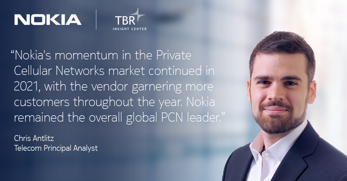 nokiaindustries's tweet image. TBR recognizes our leadership in 3.7B$ global #PrivateCellularNetwork Market in 2021. Our strategy to sell direct to enterprises, develop a comprehensive ecosystem and channel organization has positioned us at the top outside of China.

Learn more: nokia.ly/3JWBlIo