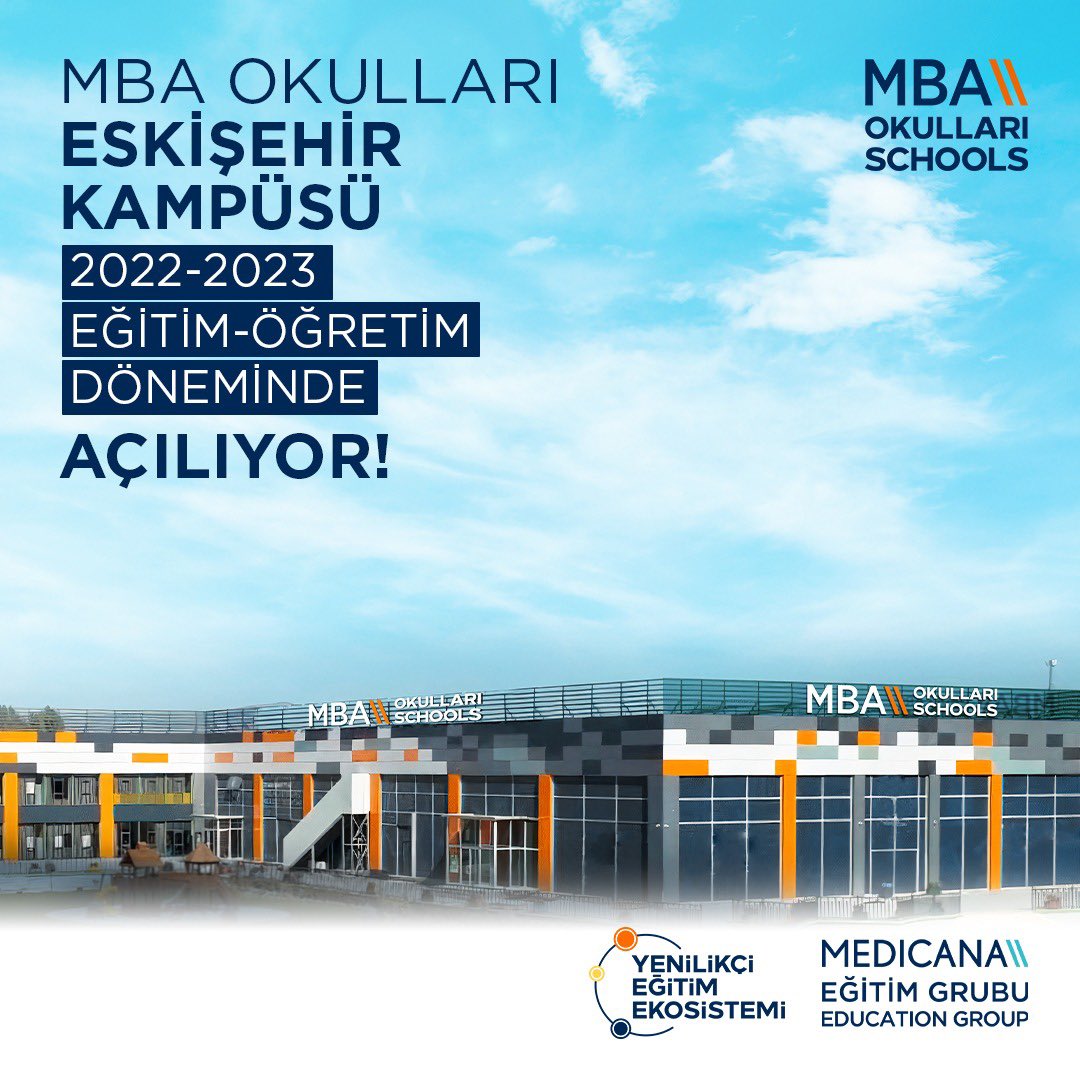 Medicana Eğitim Grubu MBA Okulları Eskişehir'de!
Medicana Eğitim Grubu MBA Okulları Eskişehir Kampüsü 2022-2023 eğitim-öğretim döneminde açılıyor!

#MBAOkulları #MedicanaEğitimGrubu
#MBAYenilikçiEğitimEkosistemi #BaşarıTasarımı