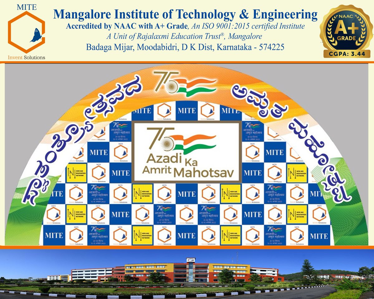 narendraup's tweet photo. #AmritMahotsav #HarGharTiranga celebration by 
@MITE_Mangalore
 Mangalore Institute of Technology &amp; Engineering, Moodabidri https://t.co/EznZ62Go2M