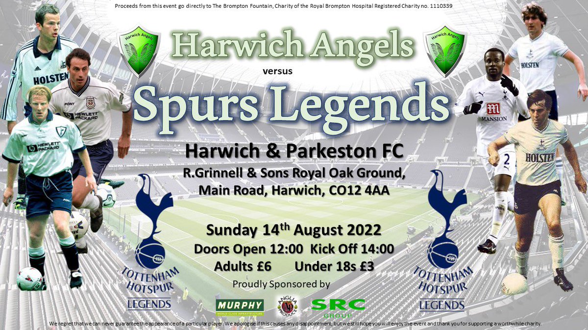 HPFChistory's tweet photo. 🏆 We've had a Champions League winner play on the Oak - tomorrow UEFA Cup winner Mark Falco will grace the turf in the Harwich Angels v @LegendsSpurs charity game.

⭐️ Former Premier League stars Pascal Chimbonda &amp; David Howells also among those confirmed.

🦐🐓#HPFC #THFC #COYS https://t.co/Gp6JyZBsUi